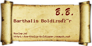 Barthalis Boldizsár névjegykártya